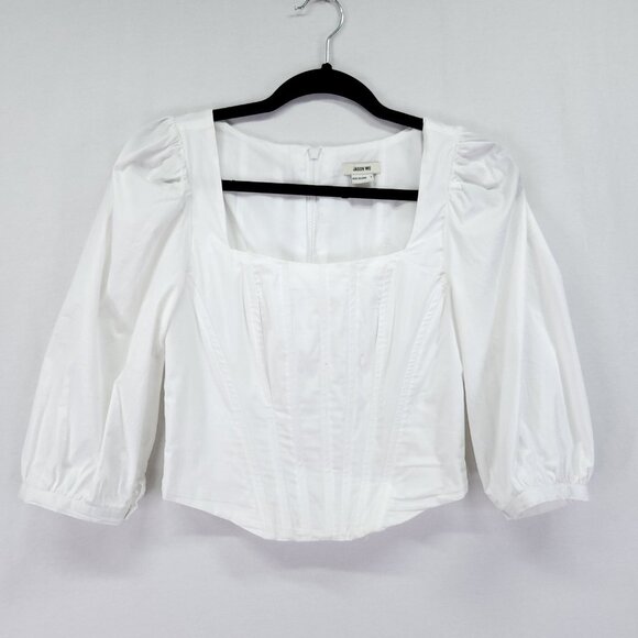Jason Wu Corset Peasant Top Womens Small White Puffy Sleeve Full Zip Back - Picture 1 of 14